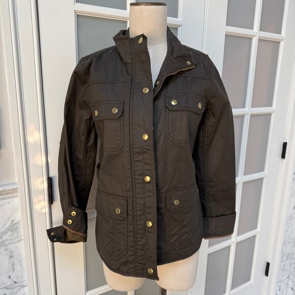 J.Crew The Downtown Field Coated Canvas Snaps Hidden Zipper Jacket Small - Picture 2 of 6